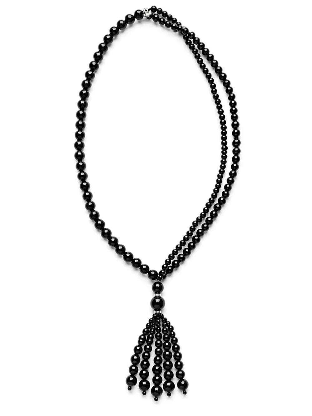 NEW Mayamar Black Beaded Tassel Pendant Statement Necklace Minimalist Layering